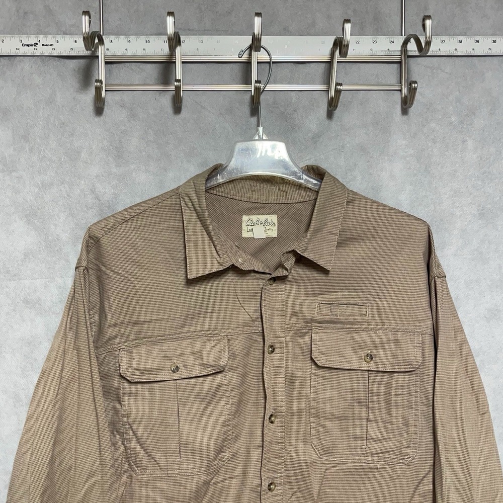 Cabelas Shirt Men 3XL Safari Ripstop L/S Utility Cargo Outdoor Hunting Button Up